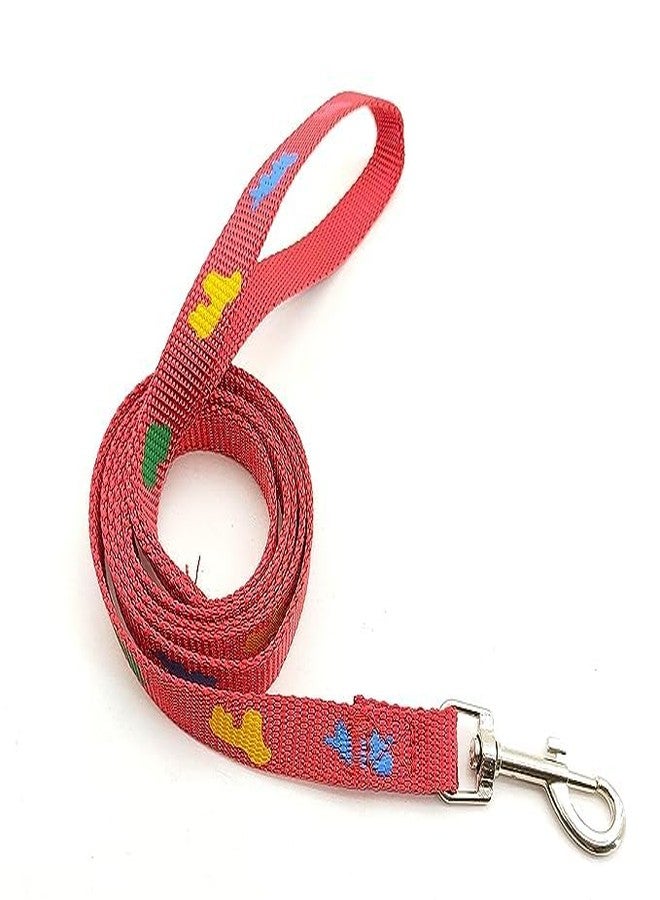 Pups&Pets Nylon Collar Leash Set Printed Adjustable & Durable Collar Leash Set 15 mm for All Small Breed Dog & Puppy 15 MM - Red - Image 2